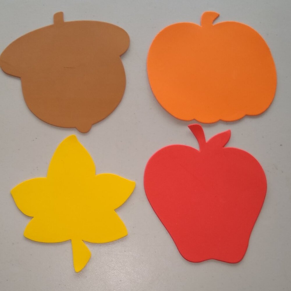 Jumbo Foam Fall Shape Apples, Pumpkins, Acorns, Leaves x 25 New